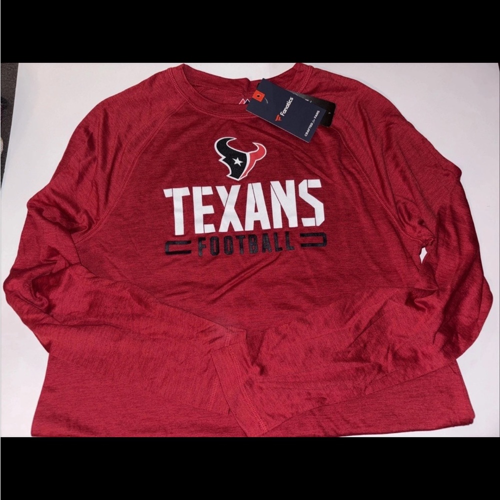 Majestic Red Texans Football Long Sleeve Tee